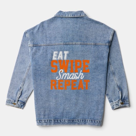 Eat Swipe Smash Online-Single Verabreden Party Fra Jeansjacke (Rückseite)
