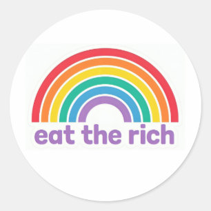 Eat The Rich Regenbogen Retro-Aufkleber Runder Aufkleber
