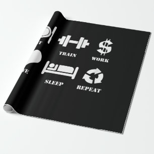 Eat Train Work Liebe Schlaf Wiederholung Motiviere Geschenkpapier