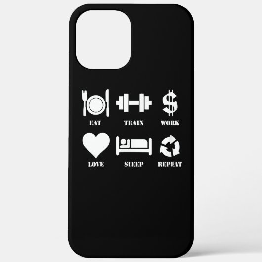 Eat Train Work Love Sleep Repeat Motivational Gym Case-Mate iPhone Hülle (Rückseite)