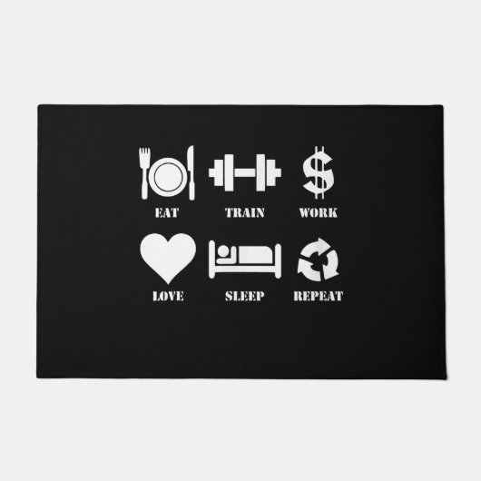 Eat Train Work Love Sleep Repeat Motivational Gym Fußmatte (Vorderseite)