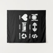 Eat Train Work Love Sleep Repeat Motivational Gym Wandteppich (Vorderseite (Horizontal))