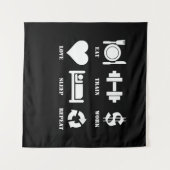 Eat Train Work Love Sleep Repeat Motivational Gym Wandteppich (Vorderseite (Horizontal))