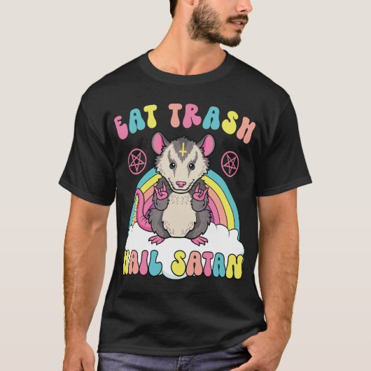 Eat Trash Hail Satan Kawaii Pastel Goth Satanic Po T-Shirt (Vorderseite)