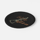 Eat Up Hexen Broomstick Schwarzes Halloween-Party Pappteller (Schrägansicht)