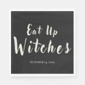 Eat Up Hexen Funny Halloween Black Serviette (Vorderseite)