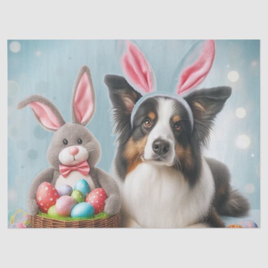 Eater Bunny und Border Collie Dog Seidenpapier (Vorderseite)