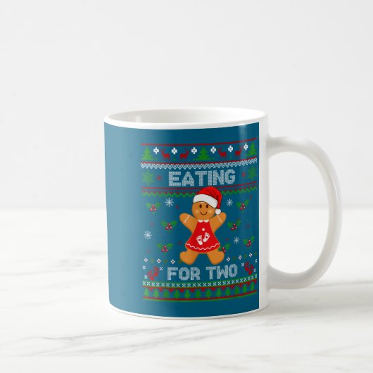 Eating For Two Pregnancy Announcement Ugly Sweater Kaffeetasse (Rechts)