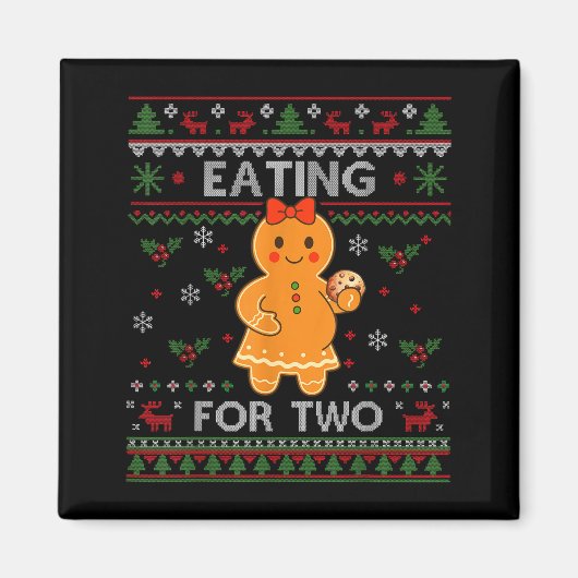 Eating For Two Pregnancy Announcement Ugly Sweater Magnet (Vorne)
