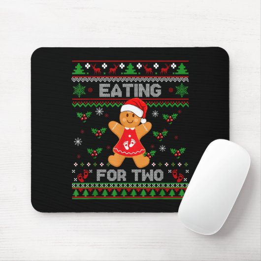 Eating For Two Pregnancy Announcement Ugly Sweater Mousepad (Mit Mouse)