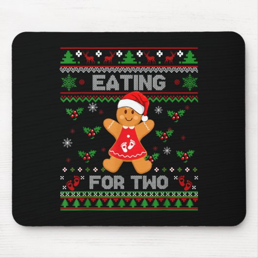 Eating For Two Pregnancy Announcement Ugly Sweater Mousepad (Vorne)