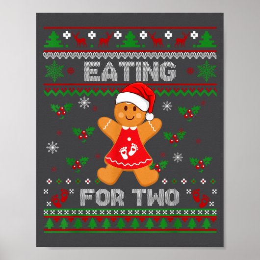 Eating For Two Pregnancy Announcement Ugly Sweater Poster (Vorne)