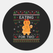 Eating For Two Pregnancy Announcement Ugly Sweater Runder Aufkleber (Vorderseite)
