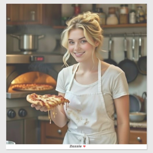 Eating Pizza Photo Personalize Customize Aufkleber (Blatt)