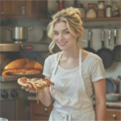 Eating Pizza Photo Personalize Customize Aufkleber (Vorderseite)