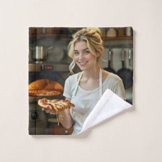 Eating Pizza Photo Personalize Customize Badhandtuch Set