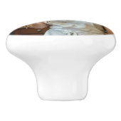 Eating Pizza Photo Personalize Customize Keramikknauf (Seitenansicht)