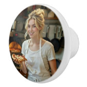 Eating Pizza Photo Personalize Customize Keramikknauf (Rechts)