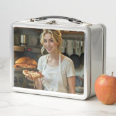 Eating Pizza Photo Personalize Customize Metall Brotdose (Beispiel)