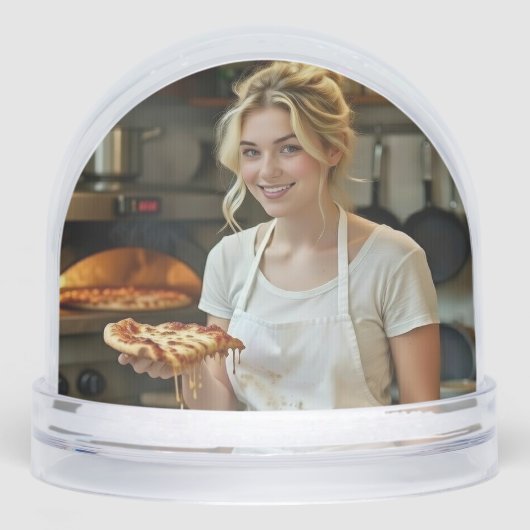 Eating Pizza Photo Personalize Customize Schneekugeln (Vorderseite)