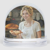 Eating Pizza Photo Personalize Customize Schneekugeln (Rückseite)