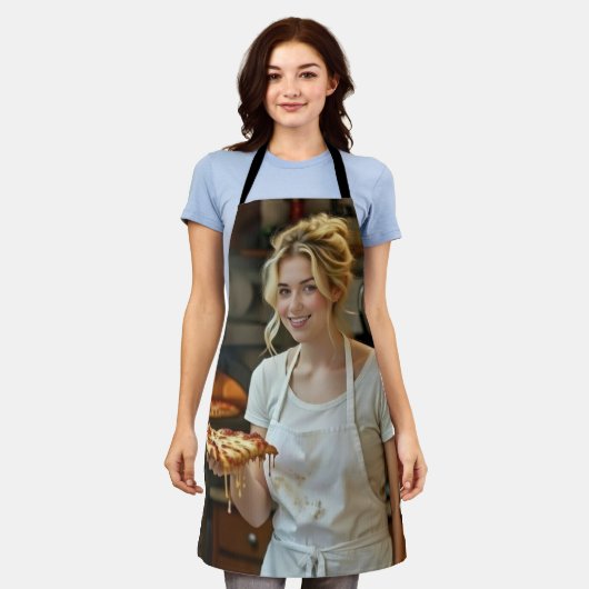 Eating Pizza Photo Personalize Customize Schürze (Getragen)
