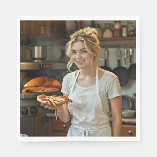 Eating Pizza Photo Personalize Customize Serviette (Vorderseite)