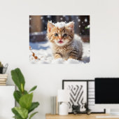 *~* Eating Snow Kitty 5:4 Kitten Cat AP68 Poster (Heimbüro)