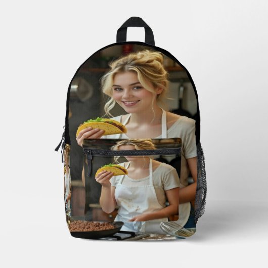 Eating Tacos Photo Personalize Customize Bedruckter Rucksack (Vorderseite)
