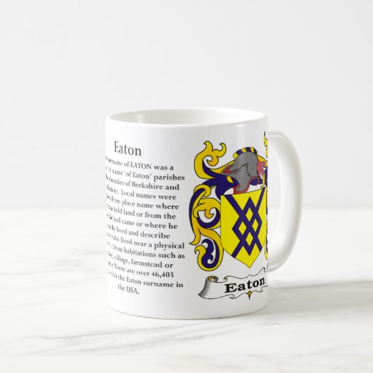 Eaton Familien-Wappen Tasse (VorderseiteRechts)