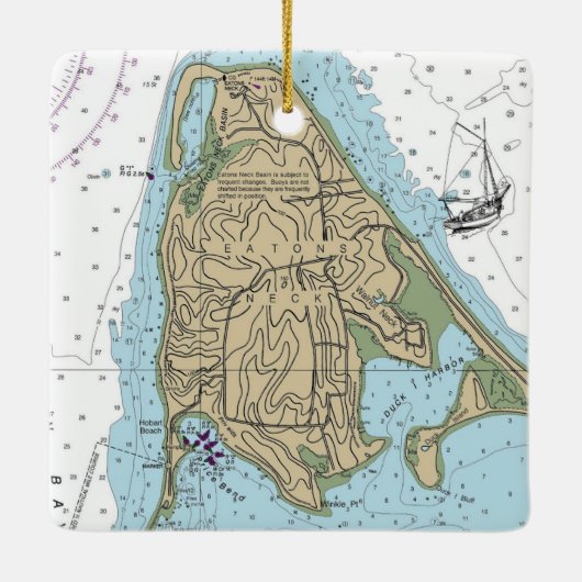 Eatons Neck NY Nautical Christmas Keramikornament (Rückseite)