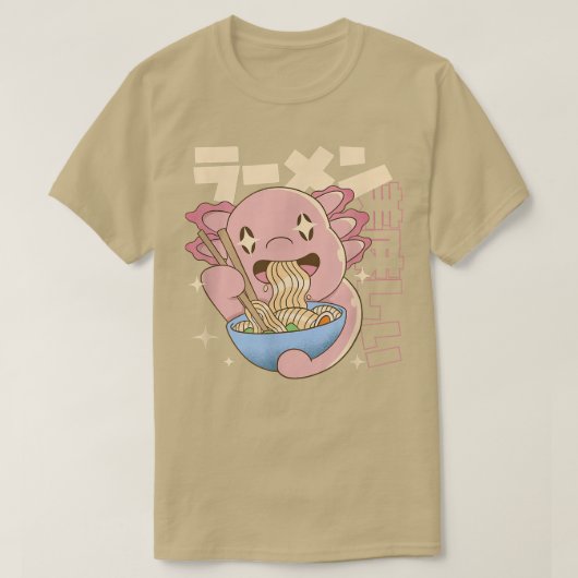EATSALOTL RAMEN Japanischer Axolotl Eating Noodles T-Shirt (Design vorne)