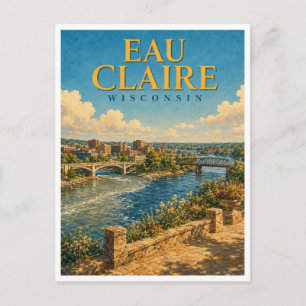 Eau Claire Wisconsin Fluss Zusammenfluss GeoSaga Postkarte