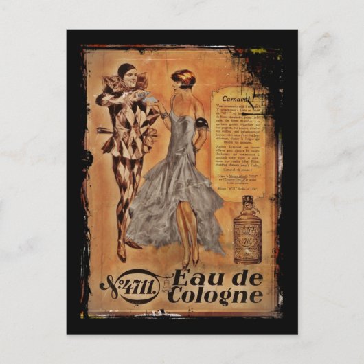 Eau de Cologne Harlekin und Flapper Postkarte (Vorderseite)