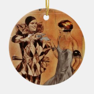 Eau de Cologne Harlequin und Flapper Keramik Ornament