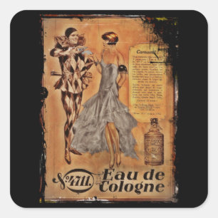 Eau de Köln Harlequin und Flapper Quadratischer Aufkleber