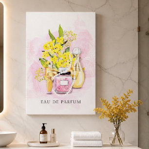 Eau De Parfum und Blumen Leinwanddruck