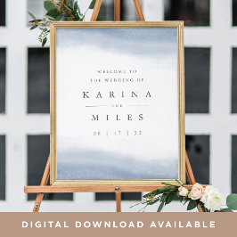 Ebb Tide Coastal Watercolor Wedding Willkommenszei Poster