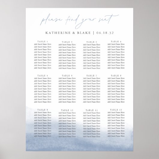 Ebb Tide Seating Chart - Bis zu 12 Tische Poster (Vorne)