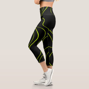EBB und Flow 2 in Kalkgrün und Schwarz Capri Leggings