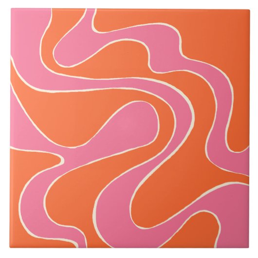 EBB und Flow 2 in Rosa, Orange und Creme Fliese (Vorderseite)