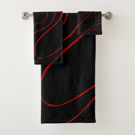 EBB und Flow 2 in Rot und Schwarz Badhandtuch Set (Insitu)