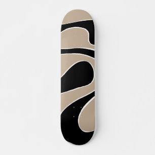 Ebb und Flow 2 in Taupe, Schwarz und Weiß Skateboard