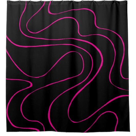 Ebb und Flow 2 - Magenta und Schwarz Duschvorhang (Vorderseite)