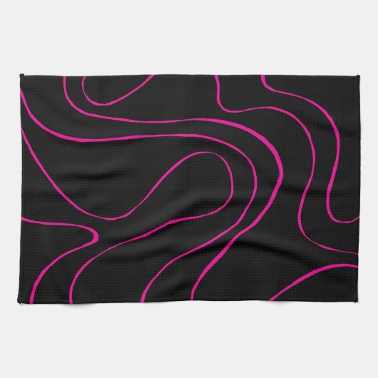 Ebb und Flow 2 - Magenta und Schwarz Geschirrtuch (Horizontal)
