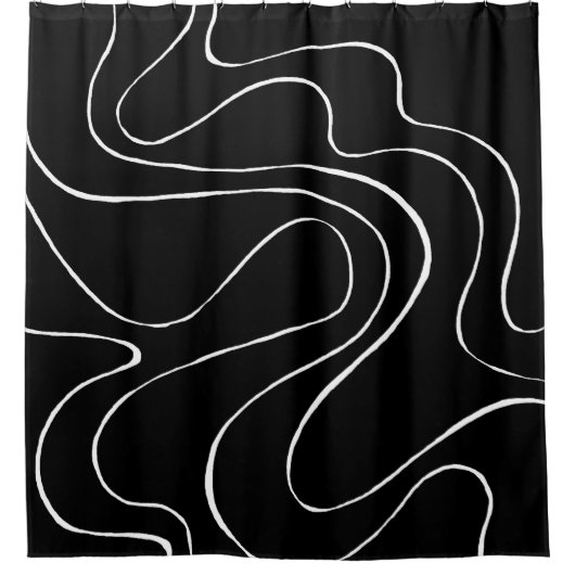 Ebb und Flow 2 - Schwarz auf Weiß Duschvorhang (Vorderseite)