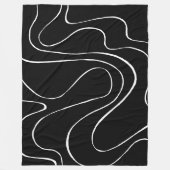 Ebb und Flow 2 - Schwarz auf Weiß Fleecedecke (Vorderseite)