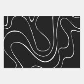 Ebb und Flow 2 - Schwarz auf Weiß Geschenkpapier Set (Vorderseite 3)