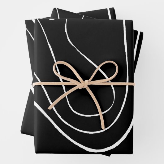 Ebb und Flow 2 - Schwarz auf Weiß Geschenkpapier Set (Beispiel)