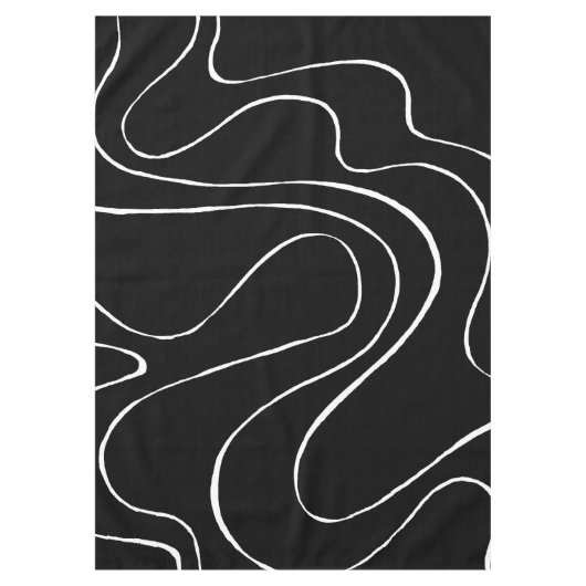 Ebb und Flow 2 - Schwarz auf Weiß Tischdecke (Vorderseite)